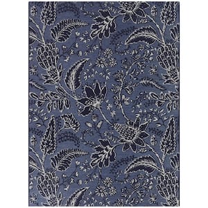 Rosemont Blue 8 ft. x 10 ft.  Floral Indoor/Outdoor Area Rug