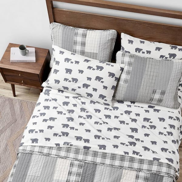 Graphic Flannel Twin Sheet Set, Twin Size White Bed Sheets