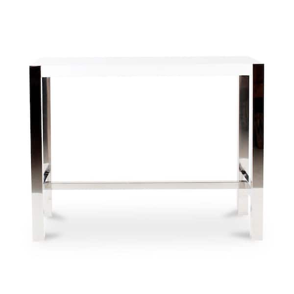 Preston White High-Gloss Lacquer and Stainless Steel Counter Table