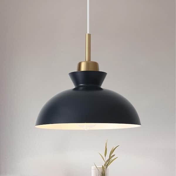 ADSENSTY 1-Light Simple Navy Blue Single Dome Pendant Light with Metal Shade