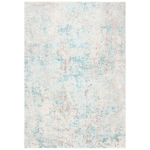 Madison Ivory/Teal Doormat 2 ft. x 4 ft. Geometric Abstract Area Rug