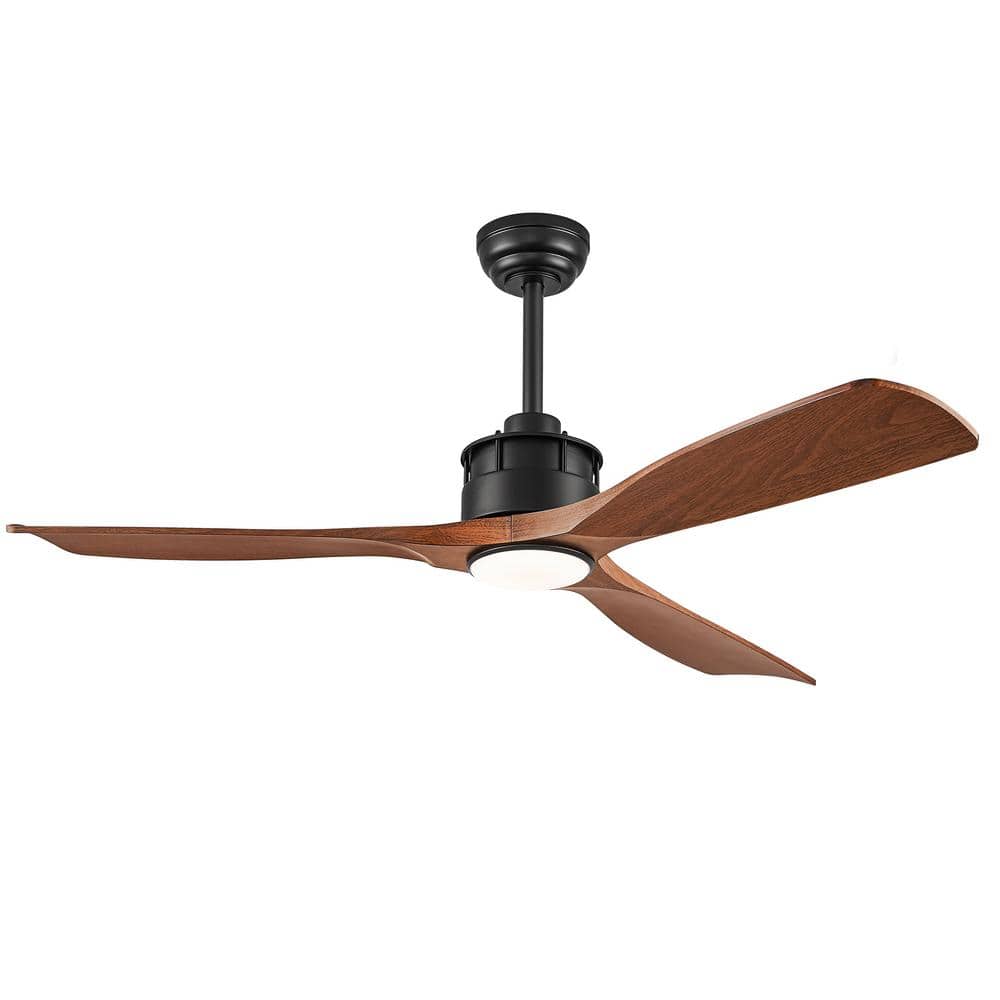 52 in. Integrated LED Indoor 6-Fan Speeds Matte Black Ceiling Fan with Ligh