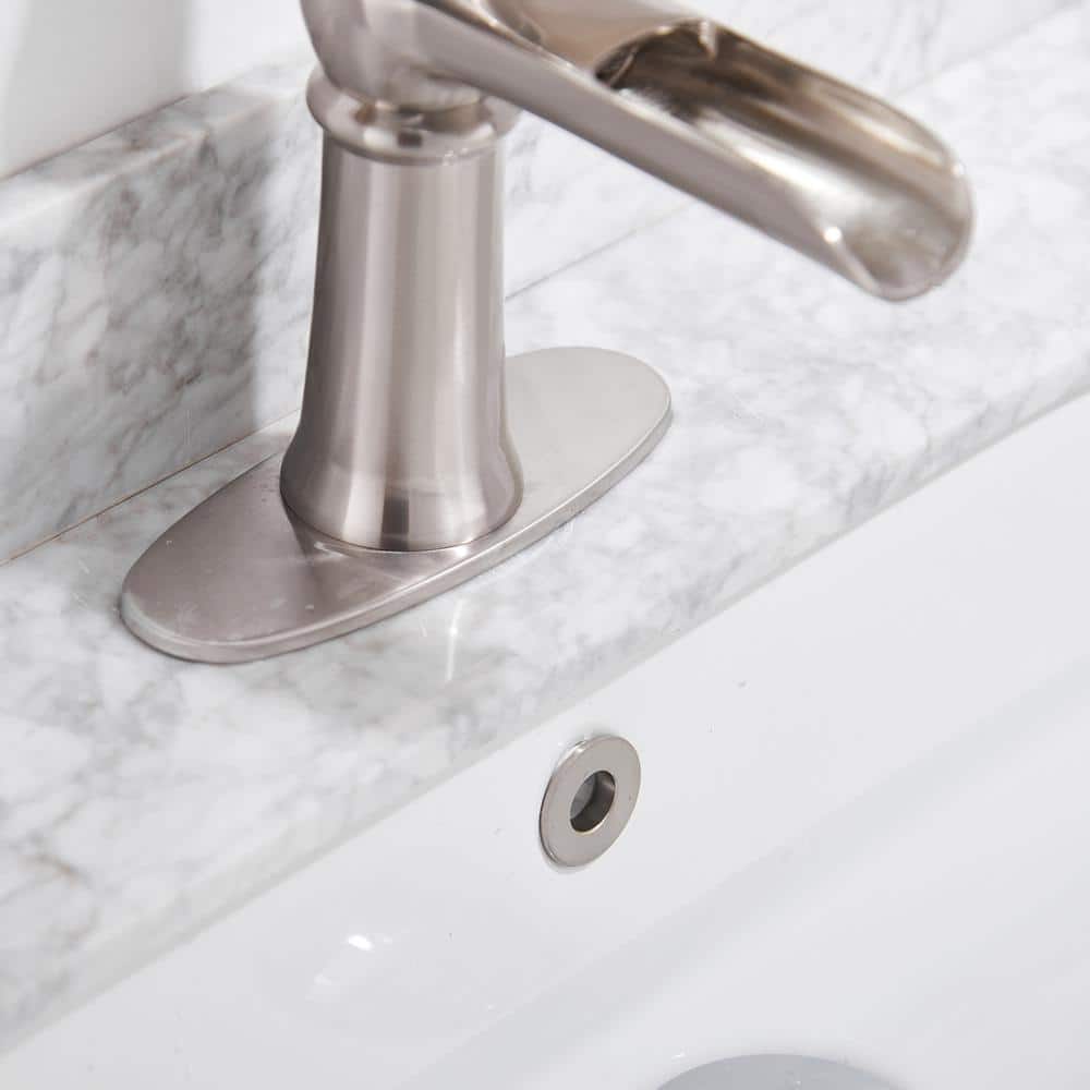 Brushed Nickel Single Handle Waterfall Bathroom Faucet