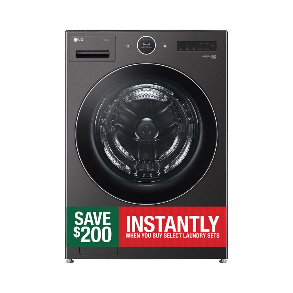 LG 5.0 cu. ft. Stackable Smart Front Load Washer in Black Steel with ezDispense, AI Digital Dial, Steam and TurboWash360