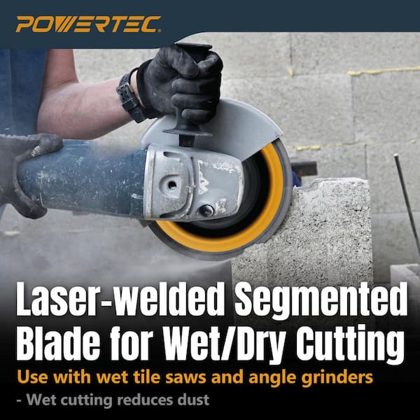 POWERTEC 7 in. Laser-Welded Segmented Rim Diamond Blade for Wet