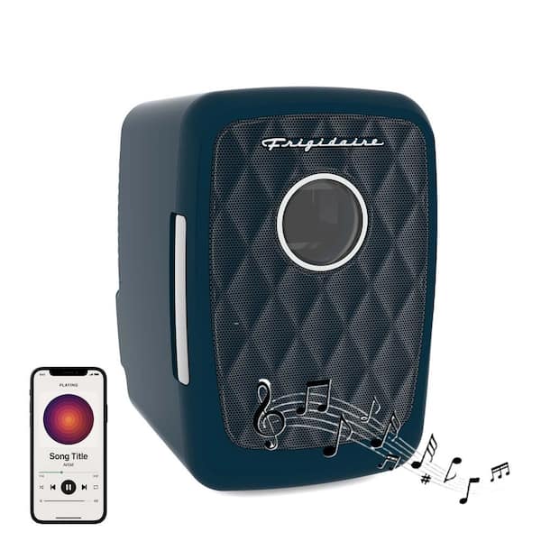 12 in. 1 cu. ft. 9-Can Retro Mini Refrigerator with Bluetooth in Blue