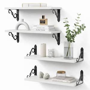 17 in. W x 6 in. D White Wood Decorative Wall Shelf Set of 4