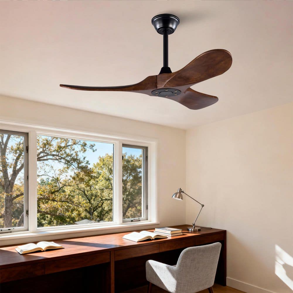 42 in. Black 3 Wood Blades Downrod Standard Ceiling Fan with DC Motor and Remote Included price history on PriceWatchPro