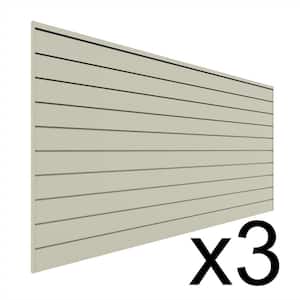 96 in. H x 48 in. W (96 sq. ft.) PVC Slat Wall Panel Set Sandstone (3 panel pack)