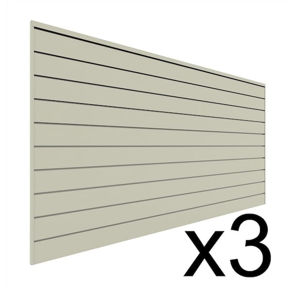 Proslat 96 in. H x 48 in. W (96 sq. ft.) PVC Slat Wall Panel Set Sandstone (3 panel pack)