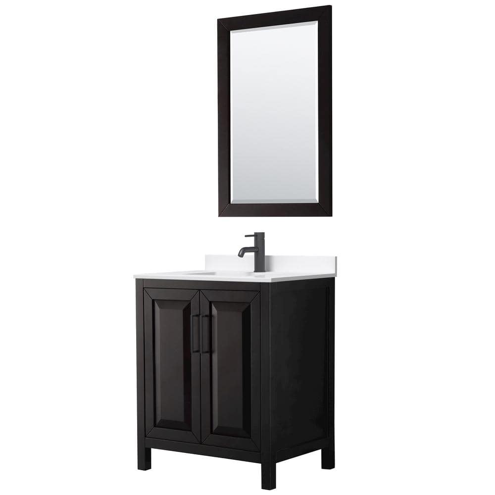 Daria 30 in. W x 22 in. D x 35.75 in. H Single Bath Vanity in Dark Espresso with White Quartz Top and 24 in. Mirror price history on PriceWatchPro