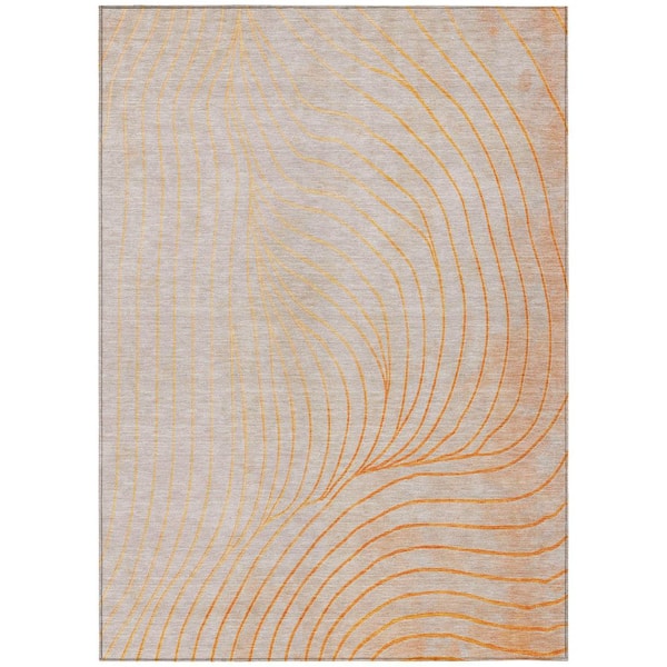 Chantille Machine Washable Indoor/Outdoor Abstract ACN2107 Orange 3 ft. x 5 ft. Area Rug