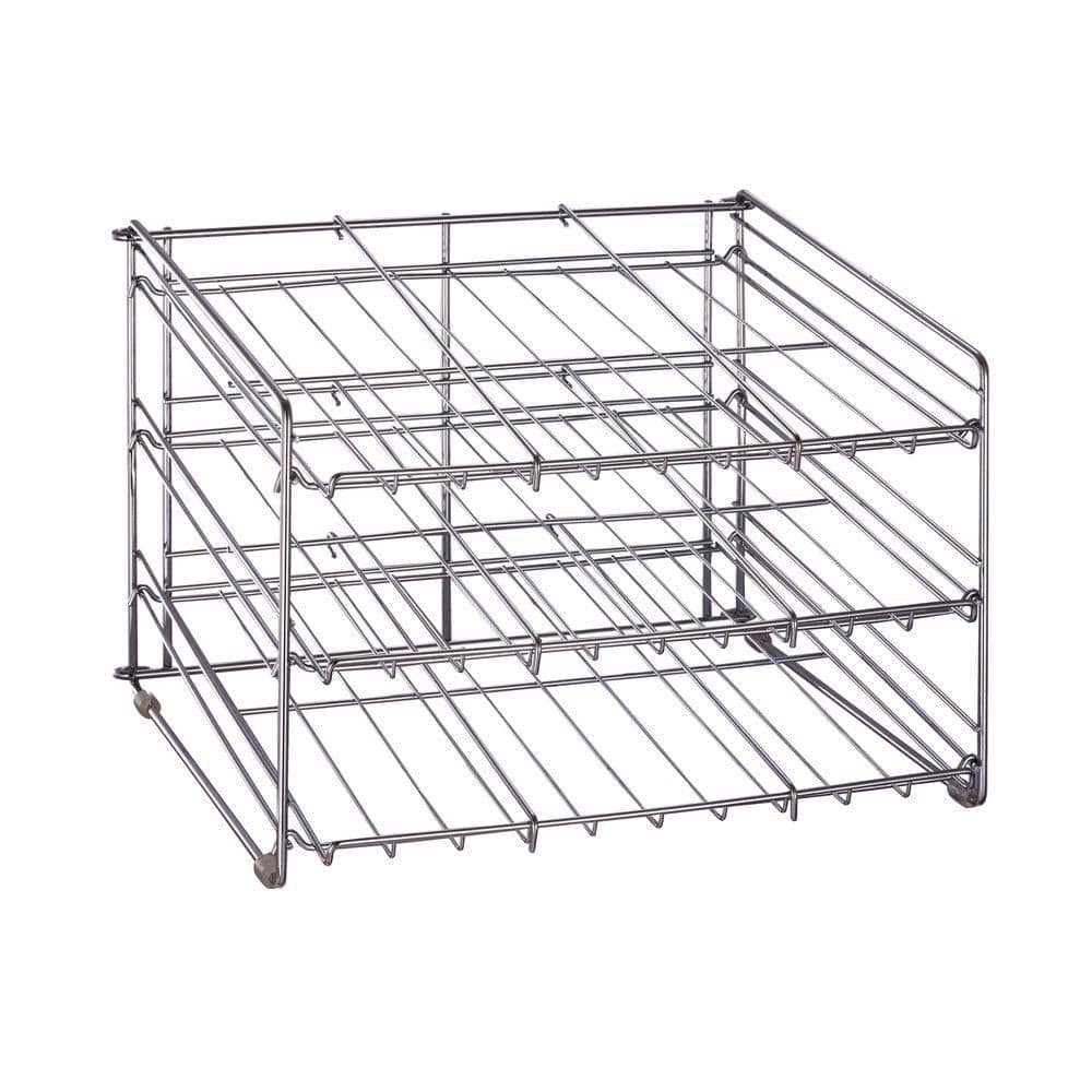 Neu Home 15.87 in. x 18 in. x 12.75 in. Chrome Wire Can Storage Rack ...