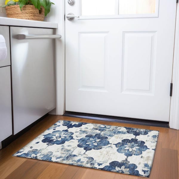 Chantille Machine Washable Indoor/Outdoor Abstract ACN1802 Navy 2 ft. x 3 ft. Accent Rug