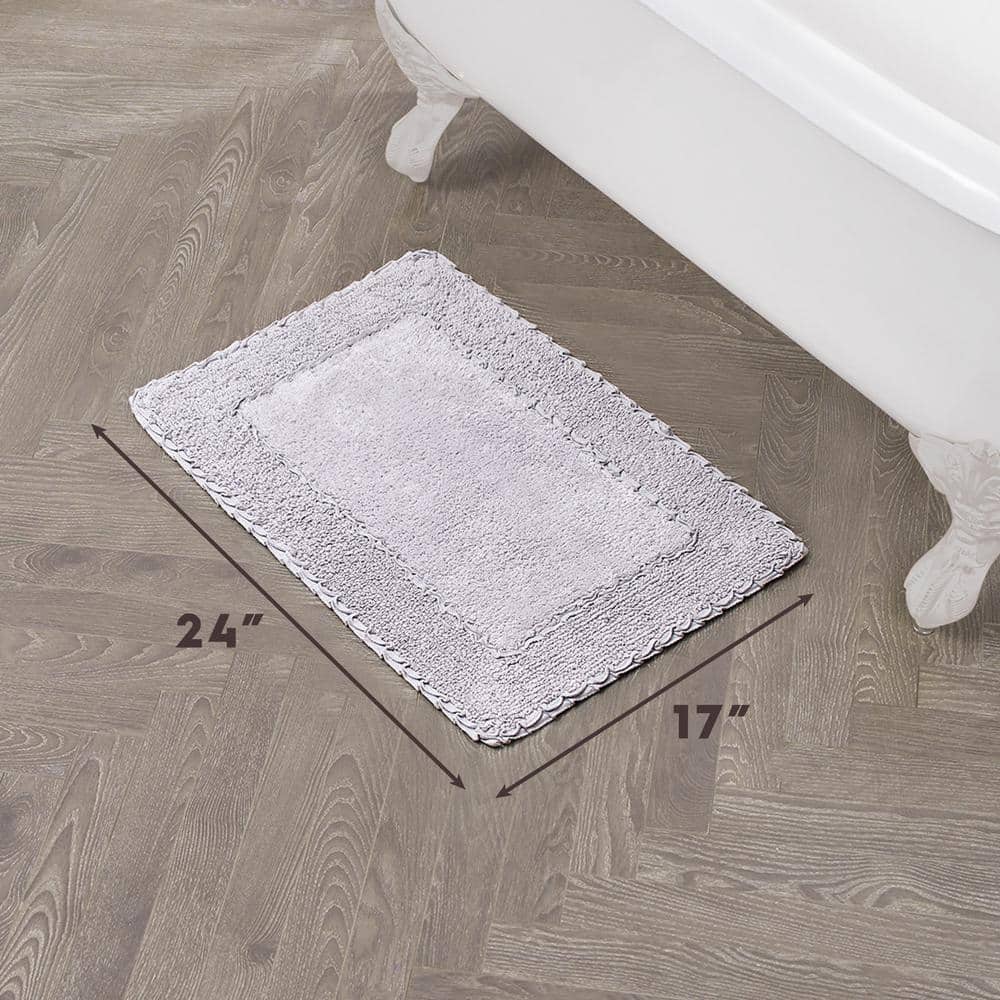 Lavender Cotton Ruffle Border Bath Rug 17" x 24"
