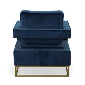 Larenta Blue Velvet Upholstered Deluxe Arm Chair (1 Chair)