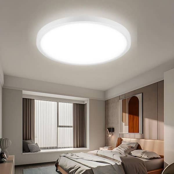 12 in. White LED Flush Mount Ceiling Light 3600LM 3000K to 6500K Selectable Closet Bathroom Laundry Room Lighting 4-Pack