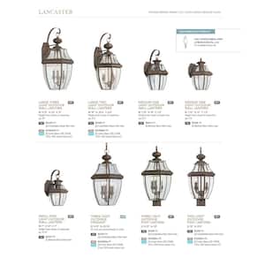 Lancaster 2-Light Antique Bronze Outdoor 20.5 in. Wall Lantern Sconce with Dimmable Candelabra LED Bulb