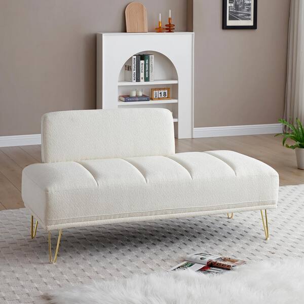 J&E Home 56.3 in. 2 Seat Sofa Chair Teddy Velvet Couch Bedroom Bench in