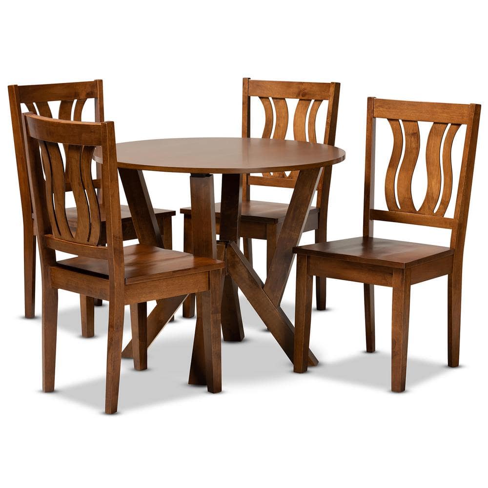 Noelia 5-Piece Walnut Brown Dining Set