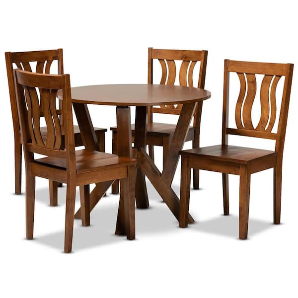 Baxton Studio Noelia 5-Piece Walnut Brown Dining Set