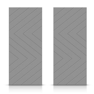 60 in. x 80 in. Hollow Core Light Gray Painted Composite MDF Interior Double Closet Sliding Doors
