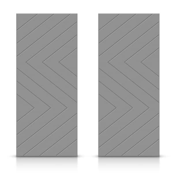 CALHOME 60 in. x 80 in. Hollow Core Light Gray Painted Composite MDF Interior Double Closet Sliding Doors