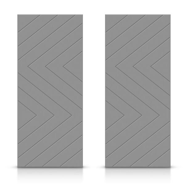 CALHOME 72 in. x 80 in. Hollow Core Light Gray Painted Composite MDF Interior Double Closet Sliding Doors