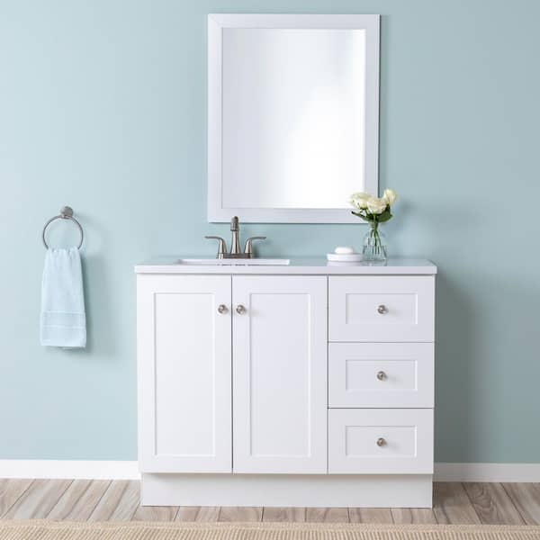 Bannister 43 in. Single Sink White Bath Vanity with Granite-Look Colorpoint White Cultured Marble Top (Assembled)