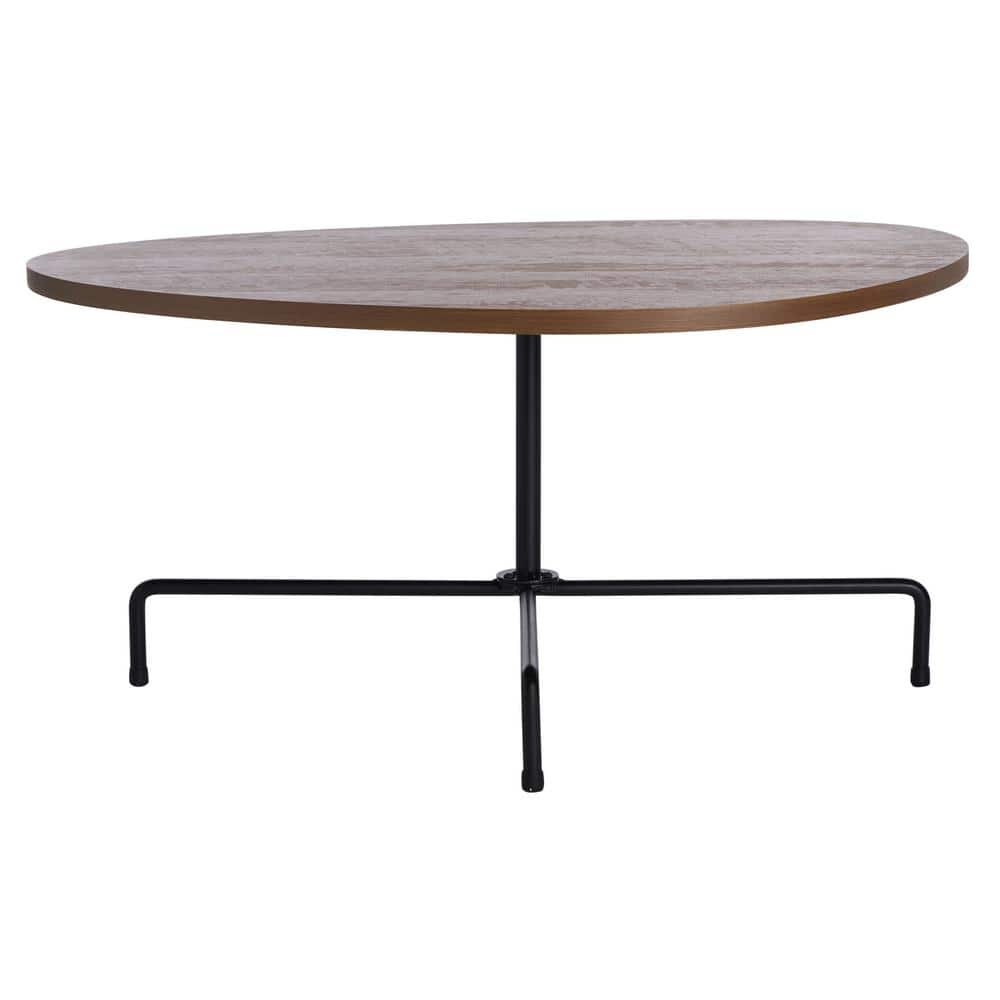 Bauhaus Influence Walnut & Black Metal Tripod Coffee Table