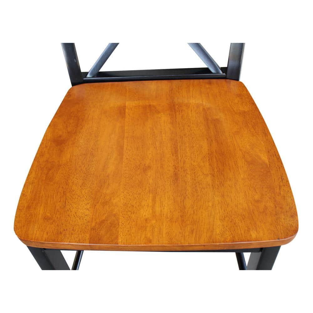 24" Black and Cherry Solid Wood X-Back Counter Stool