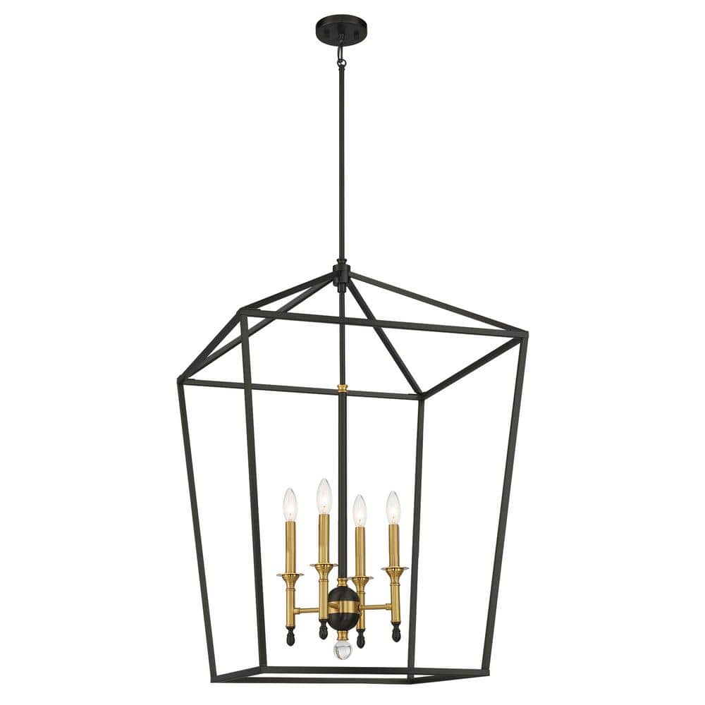 Townhall 4-Light Soft Brass and Black Cage Pendant Light price history on PriceWatchPro