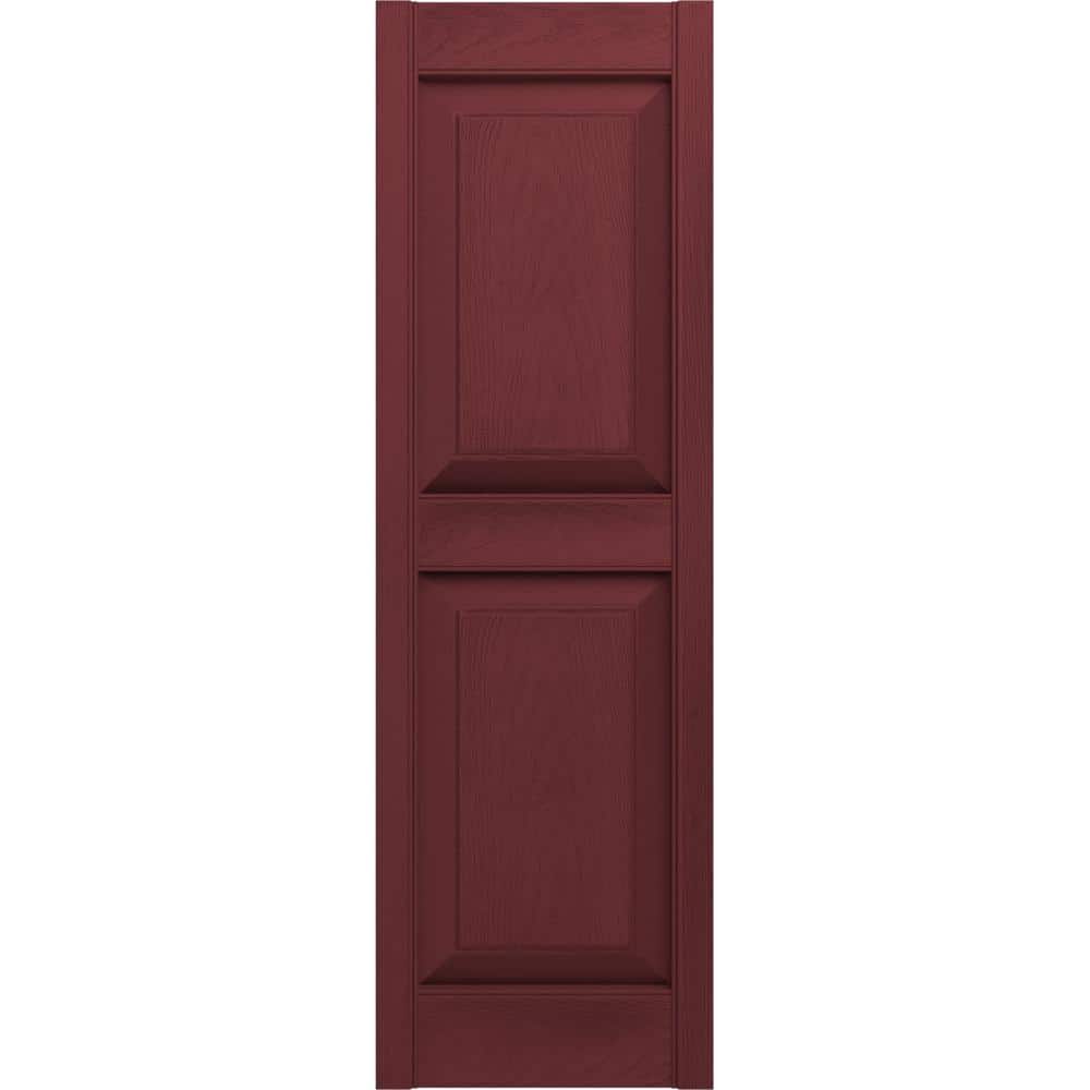 Wineberry Vinyl Raised Panel Shutters Pair, 12"W x 70"H