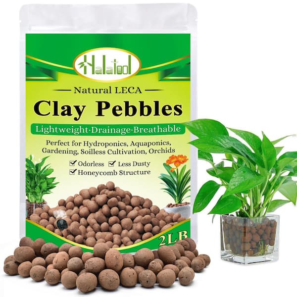2 lb. Natural Clay Pebbles with Porous Structure for Hydroponic Gardening and Plant Drainage
