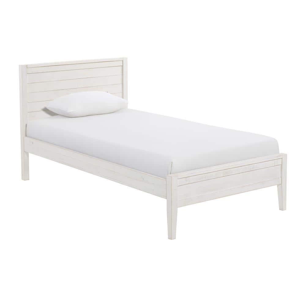 Driftwood White Pine Twin Bed with Upholstered Headboard and Storage Drawer