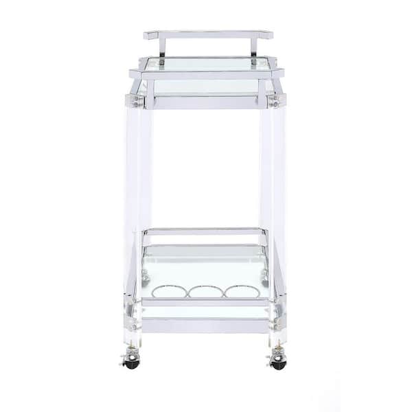 Details about   Coaster Home Bar 2-Tier Clear Acrylic and Chrome Glass Serving Cart w/ Wine Rack 