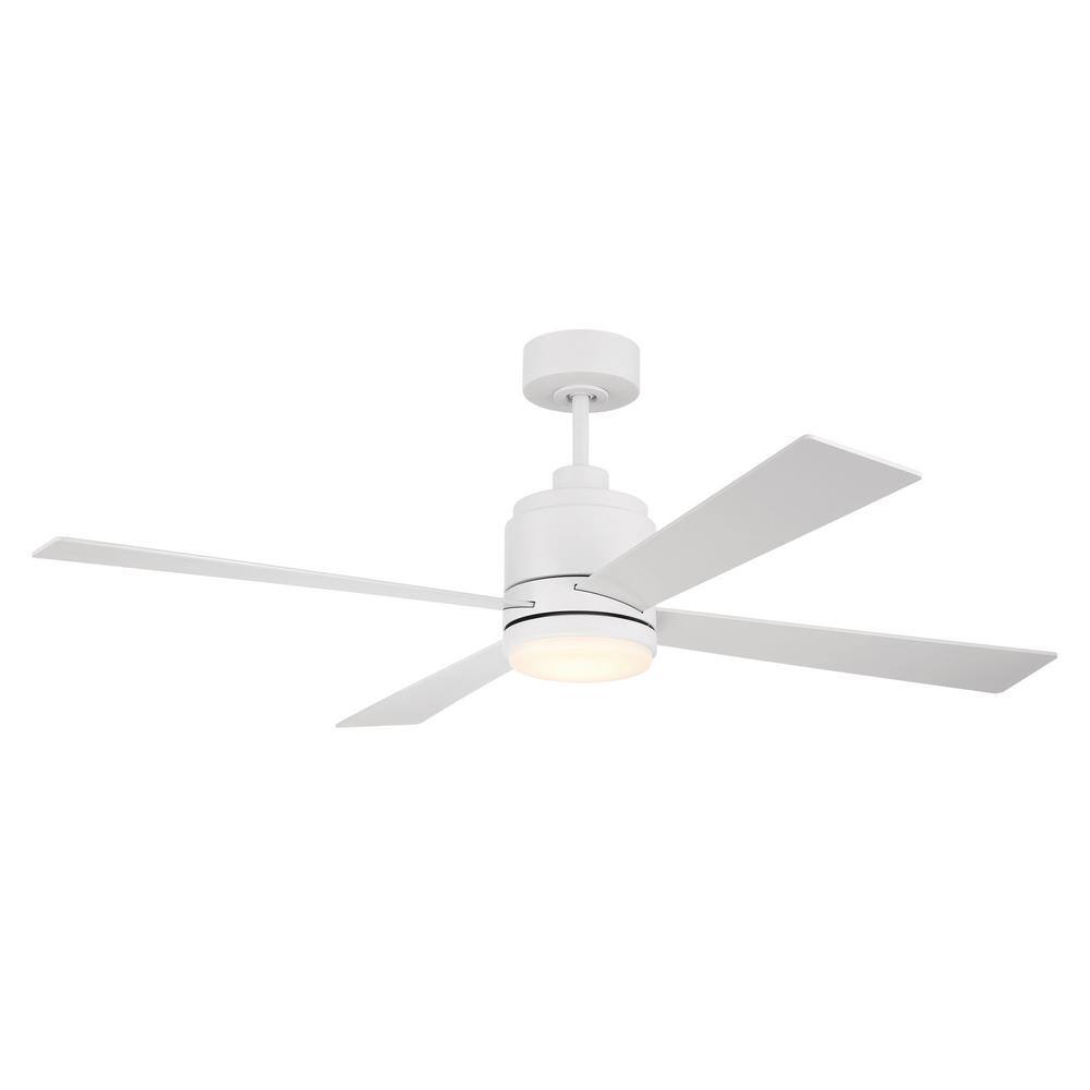 White 52" Modern Ceiling Fan with LED Light Kit