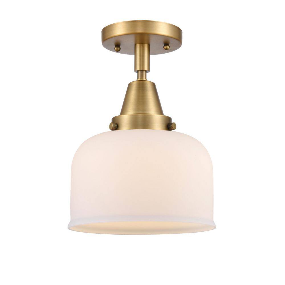 Bell 8 in. 1-Light Brushed Brass Industrial Flush Mount with Seeded Glass Shade price history on PriceWatchPro