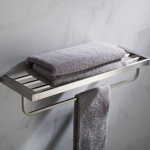 Stelios Bathroom Shelf with Towel Bar in Brushed Nickel