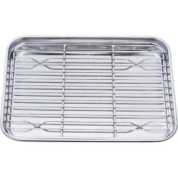 Stainless Steel Toaster Oven Pan with Cooling Rack Healthy Non Toxic Rust Free Easy Clean Dishwasher Safe Set