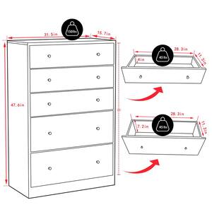Oversized 5-Drawer Espresso Chest of Drawers with 2-Large Drawers (47.6 in. H x 31.5 in. W x 15.7 in. L)