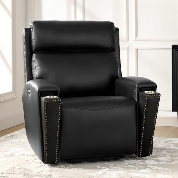 Hugo Black 35.5 in. Lift Assist Heated Massage Power Recliner with Hidden Armrest Cup Holders