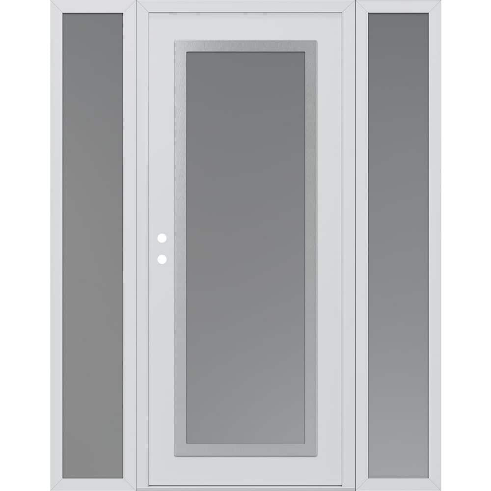 C1 60 in. x 80 in. Silver P Right-Hand/Inswing Frosted Glass White/White 2-Sidelite Steel Prehung Front Door price history on PriceWatchPro