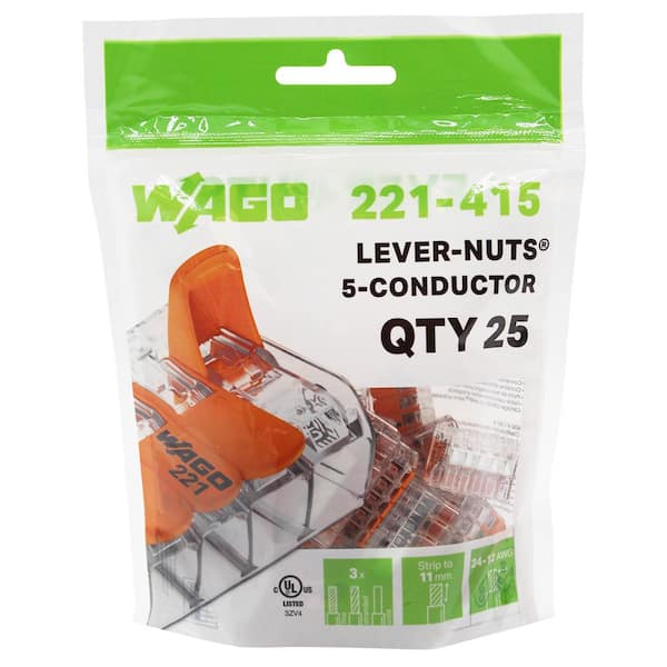 WAGO 221-415 Lever Nuts 5 Wire Conductor Compact Connectors (25