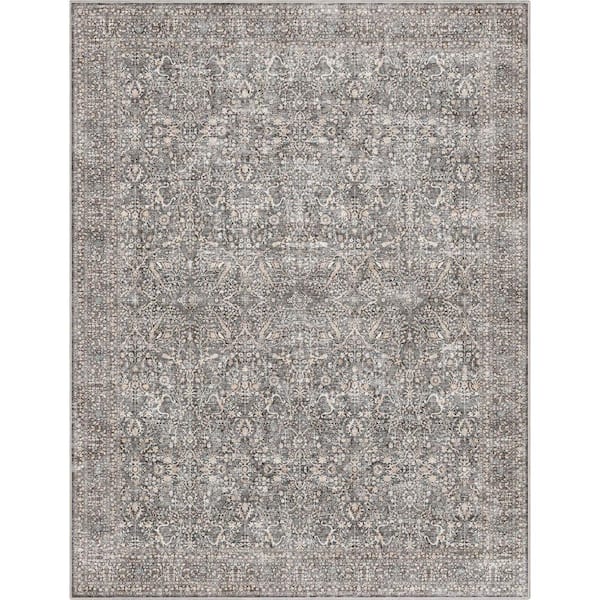 Gray 3 ft. 11 in. x 5 ft. 3 in. Flat-Weave Asha Isolde Vintage Oriental Botanical Area Rug