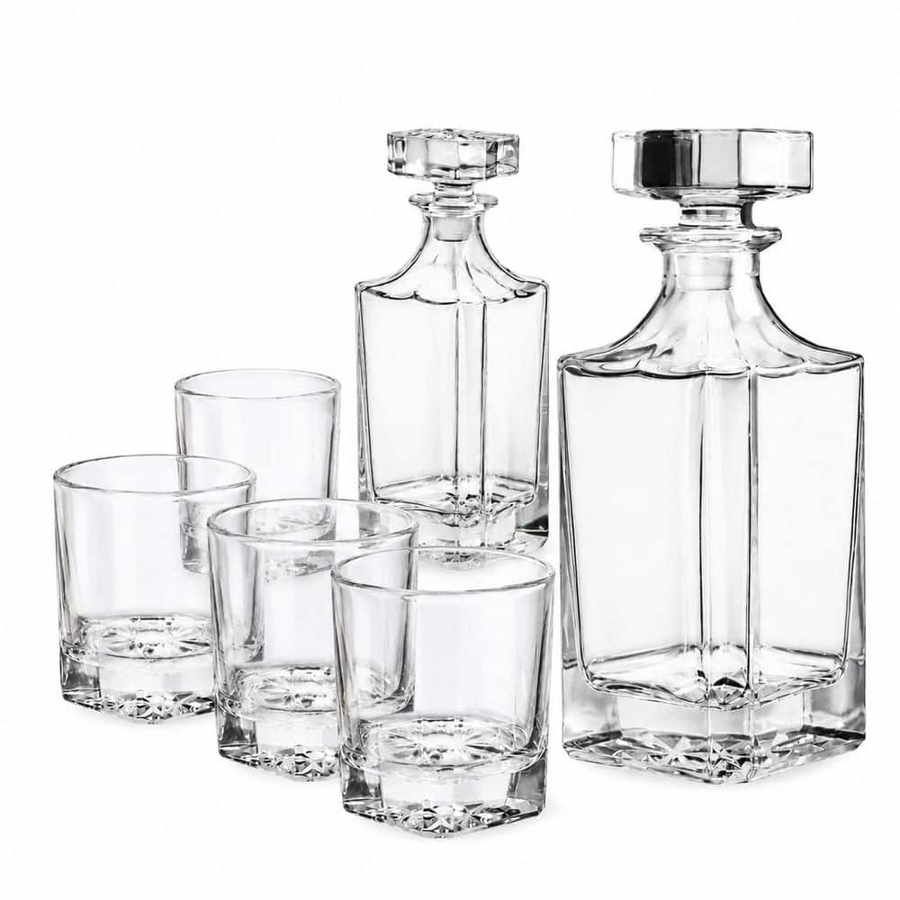 Square 25 oz Transparent Glass Whiskey Decanter Set with 2 Glasses and Box, Airtight Stopper price history on PriceWatchPro