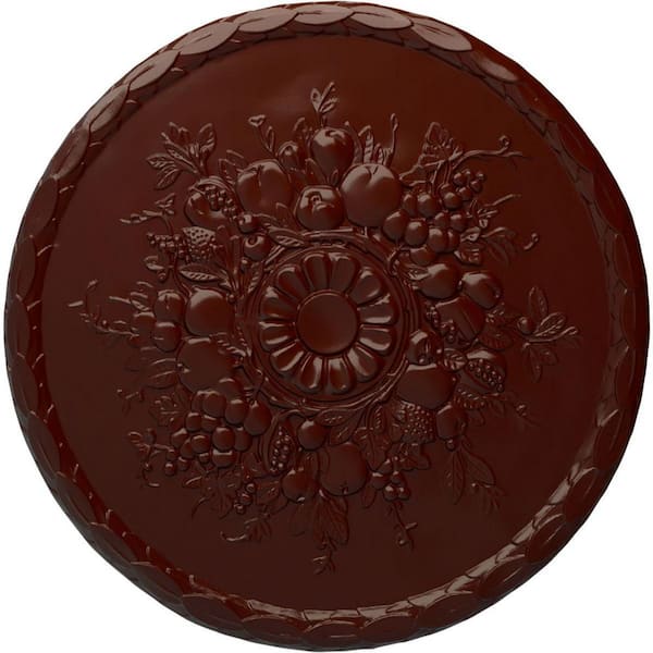 Ekena Millwork 1-1/4" x 22-1/2" x 22-1/2" Polyurethane Anthony Harvest Ceiling Medallion, Brushed Mahogany