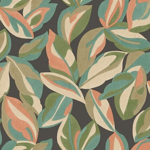 Abstract Leaf Charcoal Non-Pasted Wallpaper (Covers 56 sq. ft.)