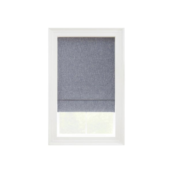 Eclipse Drew Blue Cordless 100% Blackout Polyester Roman Shade 23 in. W x 64 in. L
