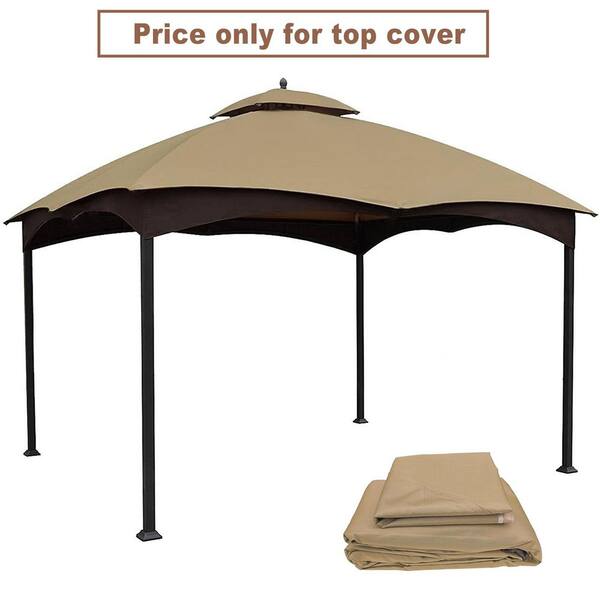 Unbranded - 10 x 12 Heavy Duty Gazebo Replacement Top with Air Vent, Gazebo CoverReplacement Top Only, khaki